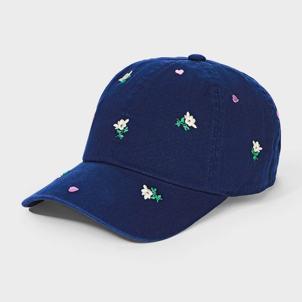 Good Day Floral Baseball Hat Universal Thread Target Navy Blue Cotton Twill